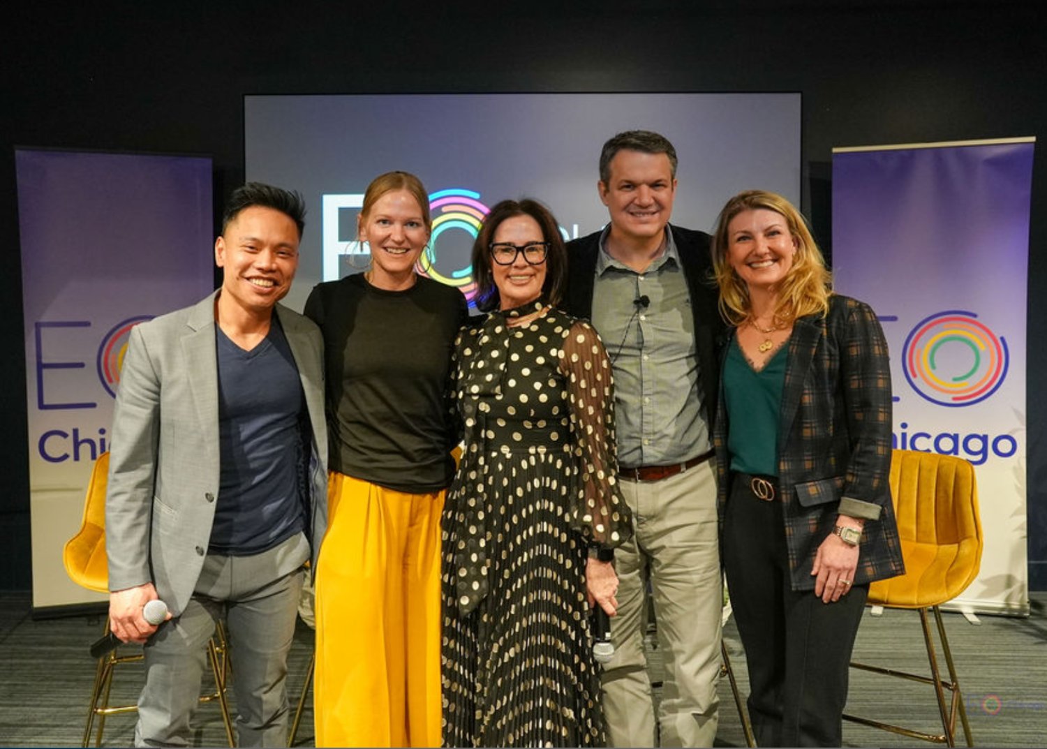 EO Chicago members on stage at a recent chapter event